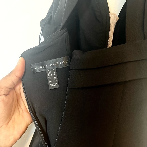 Aidan Mattox Crepe Halter Gown Plunging Illusion V-Neckline Dress - Picture 10 of 11